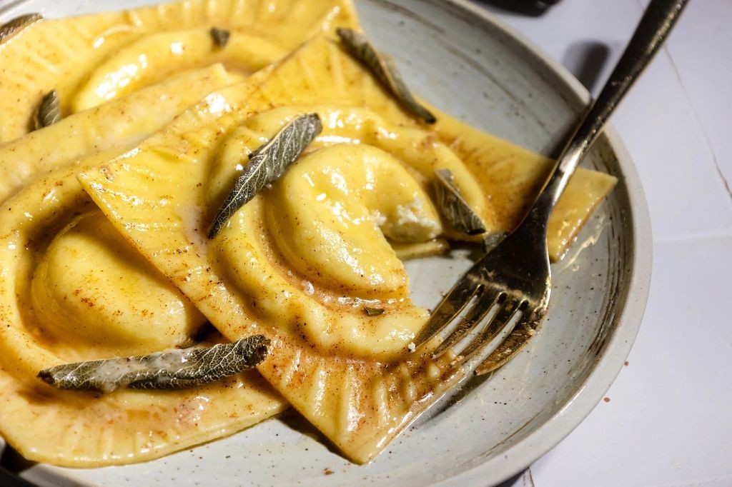 Ricotta and Chicken Ravioli with Sage Butter