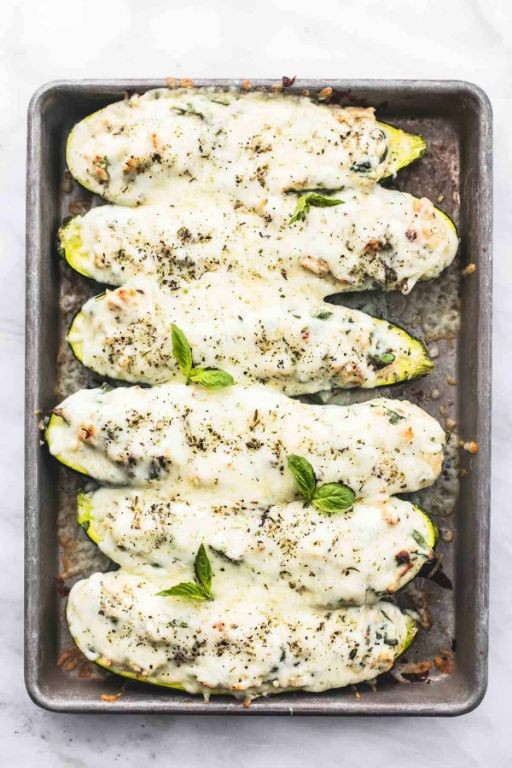Ricotta and Chicken Stuffed Zucchini Boats