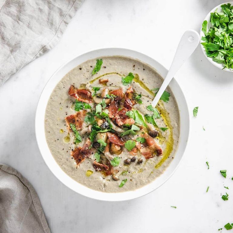 Roasted Garlic and Mushroom Soup