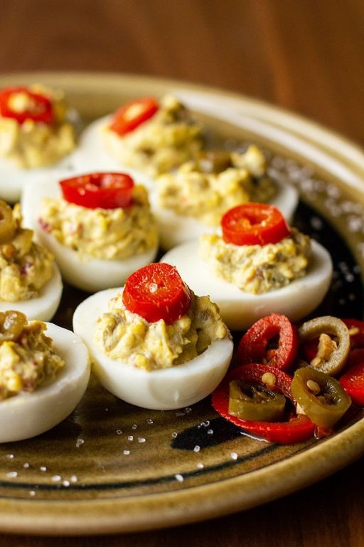 Roasted Hatch Chile Deviled Eggs