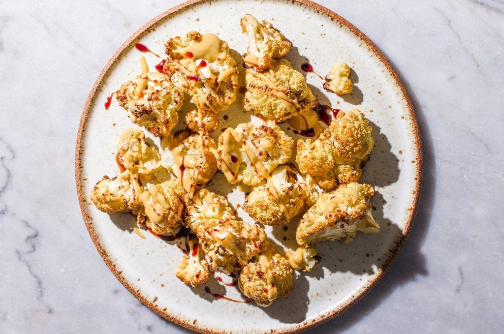 Saffron roasted cauliflower with tahini