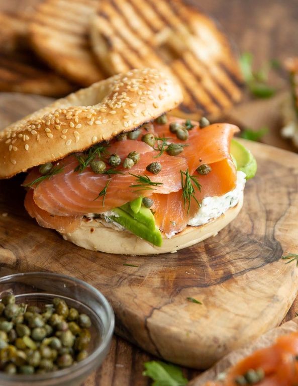 Salmon and Cream Cheese Bagel