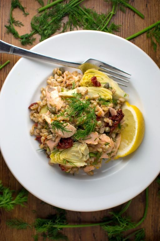 Salmon and Farro Salad with Lemon Vinaigrette