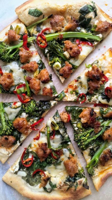 Sausage and Spinach Pizza with Ricotta
