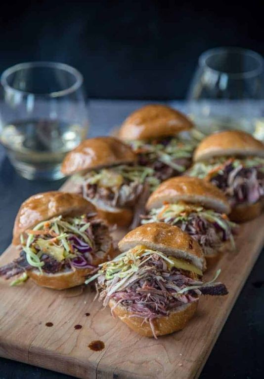 Shiny Pulled Pork Sliders with Coleslaw