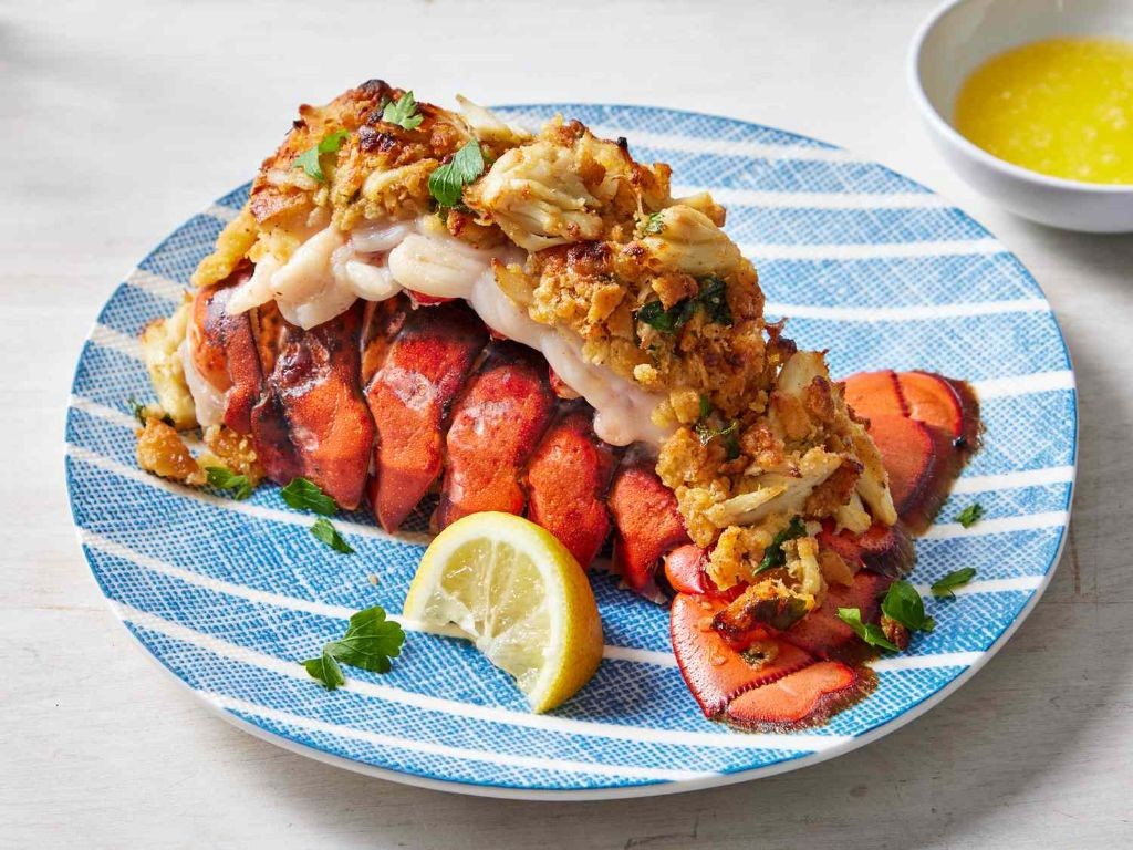 Shrimp and Crab Stuffed Lobster Tails