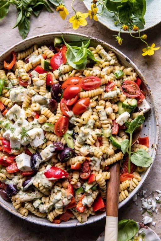 Simple Feta and Olive Pasta Salad