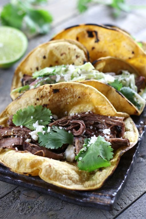 Slow Cooker Beef Tacos with Cilantro Lime Slaw