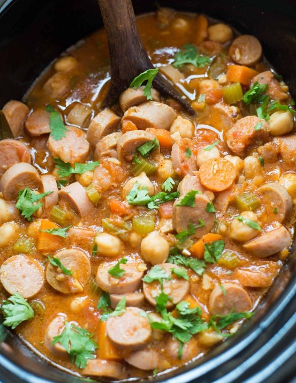Slow Cooker Sausage and Chickpea Tagine