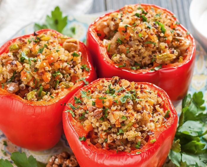 Slow Cooker Sausage and Quinoa Stuffed Peppers