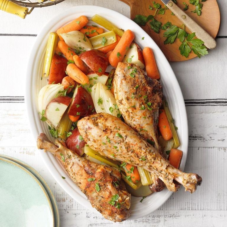 Slow-Roasted Turkey Legs with Root Vegetables
