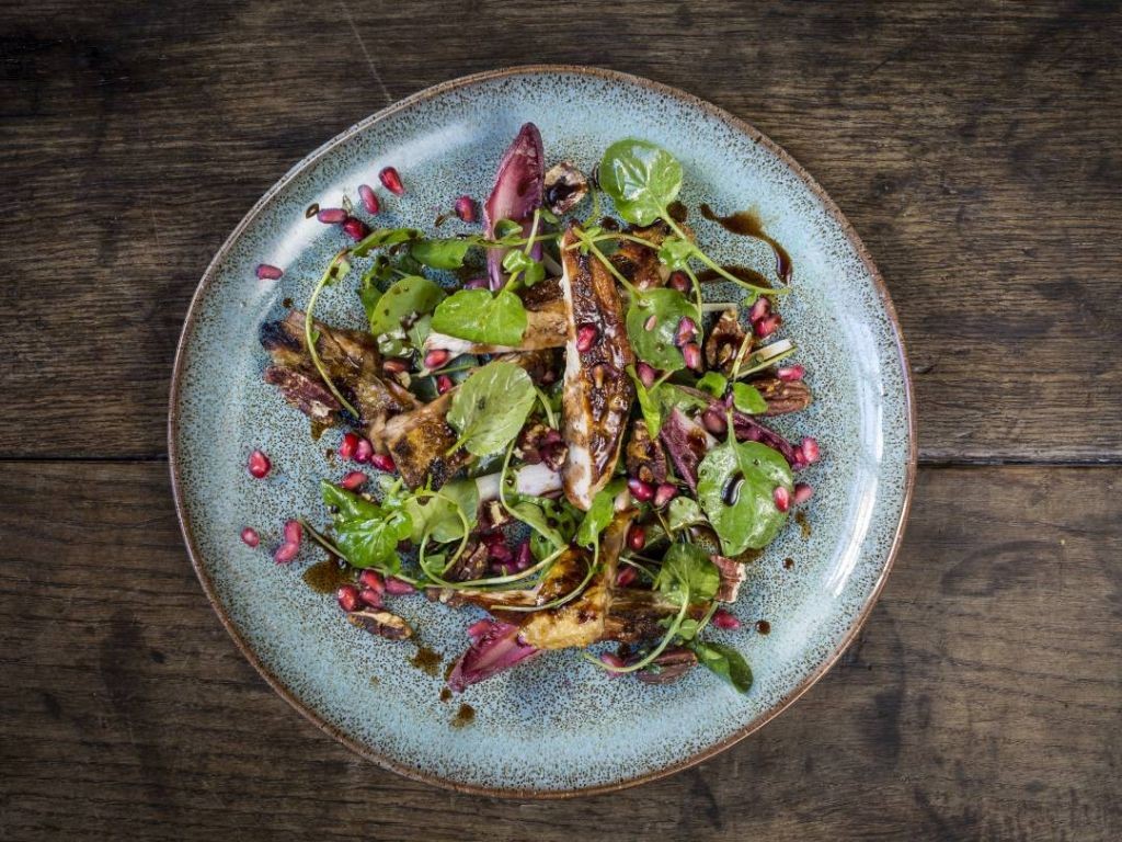 Smoked Pheasant Salad with Pomegranate Dressing