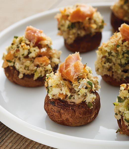 Smoked Salmon and Cream Cheese Stuffed Mushrooms