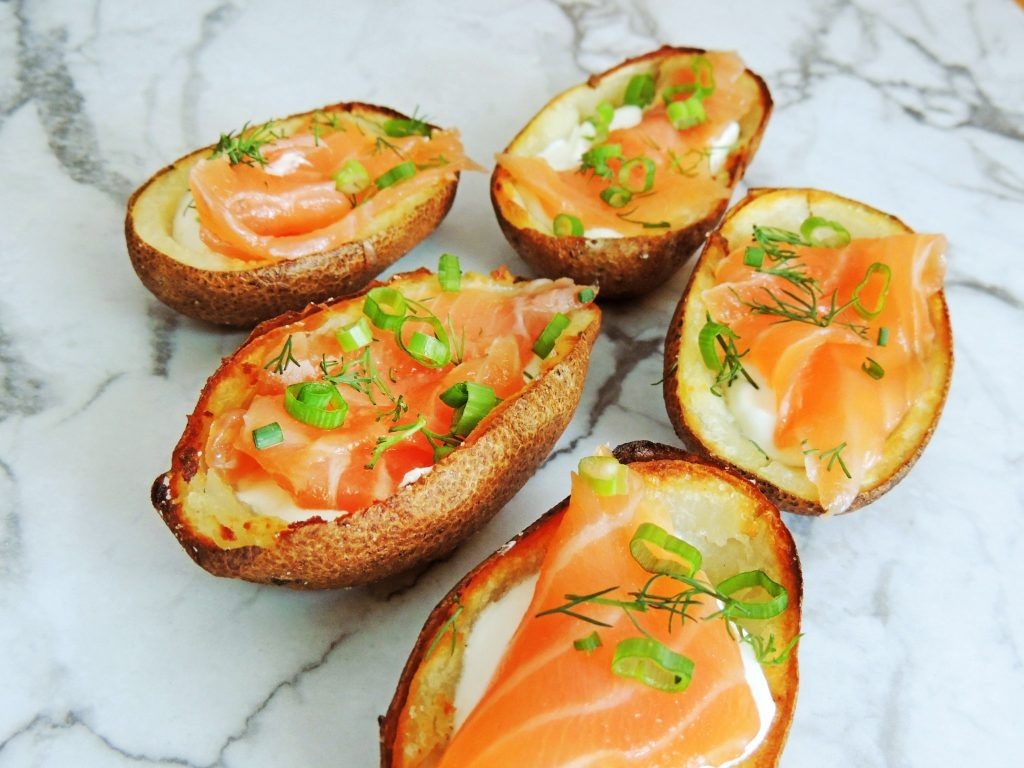 Smoked Salmon and Dill Potato Skins