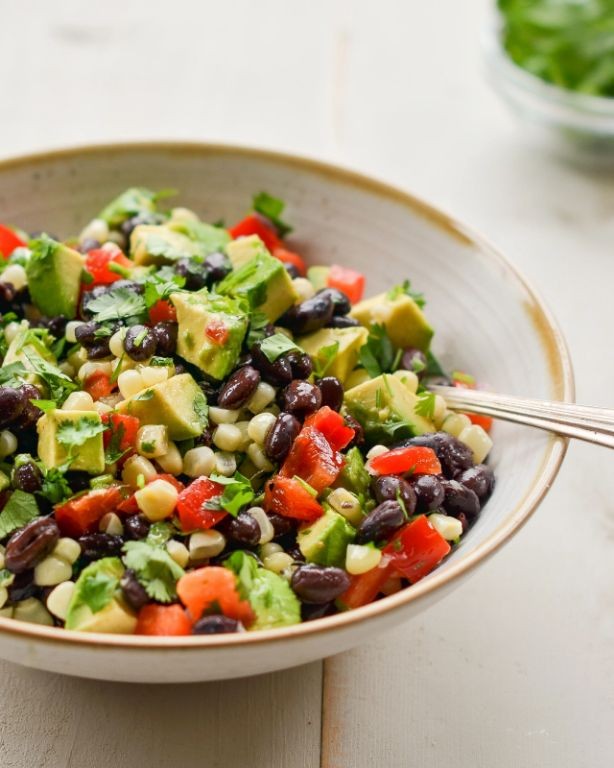 Southwest Black Bean and Corn Salad with Avocado Lime Dressing