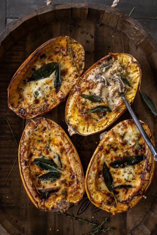 Spaghetti Squash with Mushroom Cream Sauce