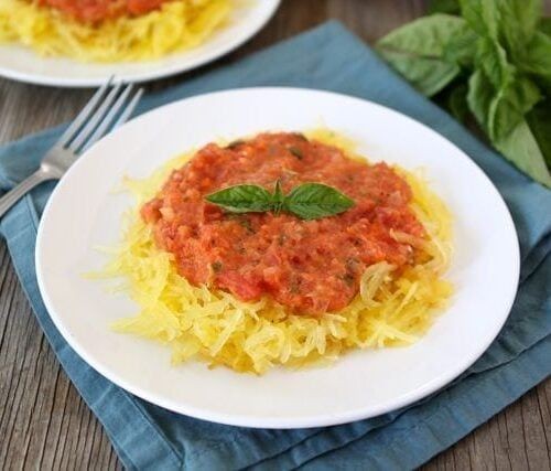 Spaghetti Squash with Roasted Red Pepper Sauce