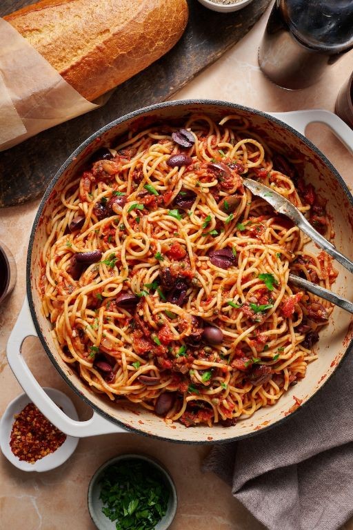 Spicy Anchovy Puttanesca with Garlic and Chili Flakes