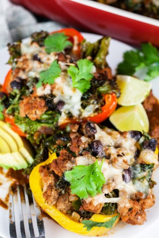 Spicy Black Bean and Turkey Stuffed Peppers