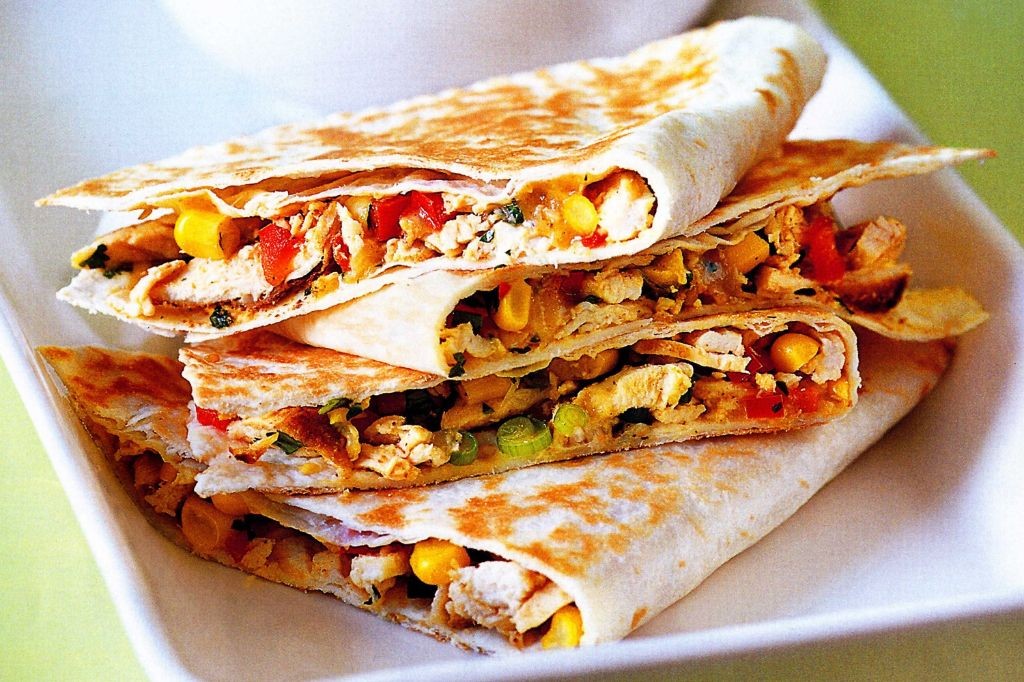 Spicy Chicken Quesadillas with Avocado Crema