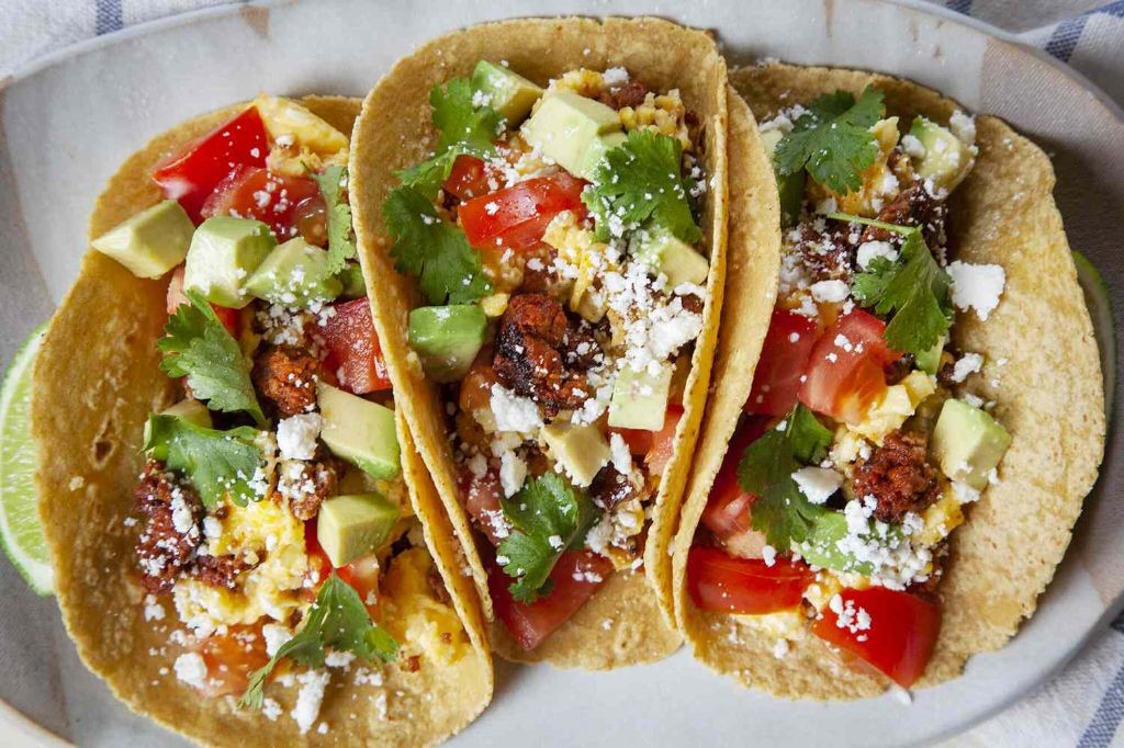 Spicy Chorizo and Egg Breakfast Tacos