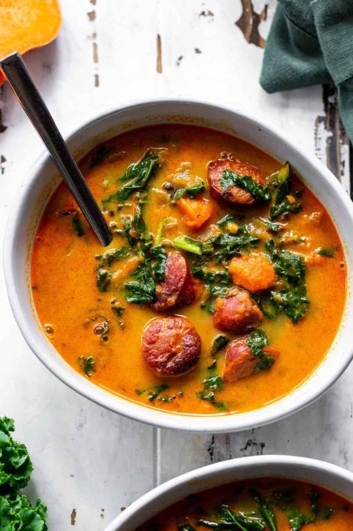 Spicy Keto Sausage and Kale Soup