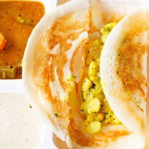 Spicy Potato and Peas Stuffed Dosa
