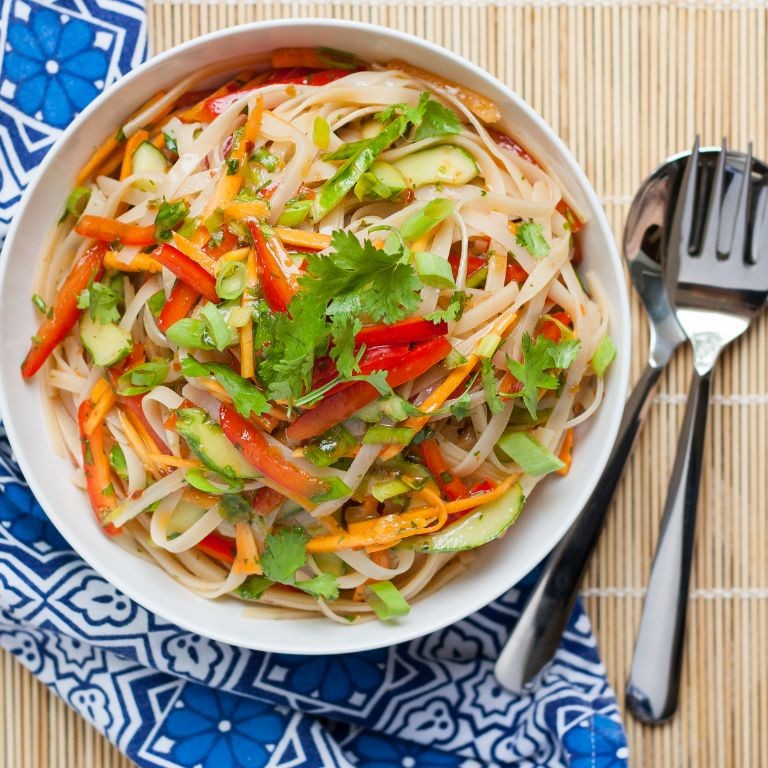 Spicy Sesame Rice Noodle Salad