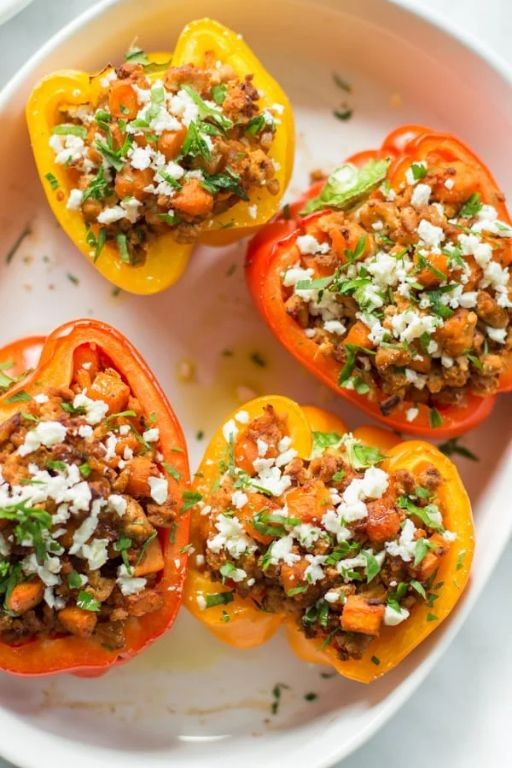 Spicy Sweet Potato and Turkey Stuffed Peppers