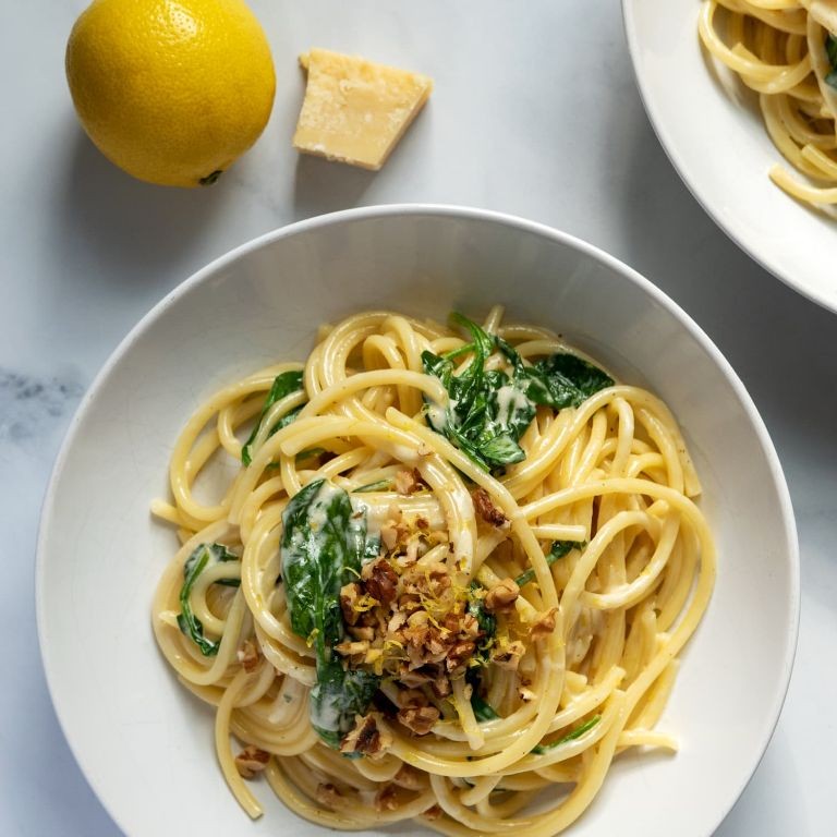 Spinach Fettucini with Lemon Butter Sauce