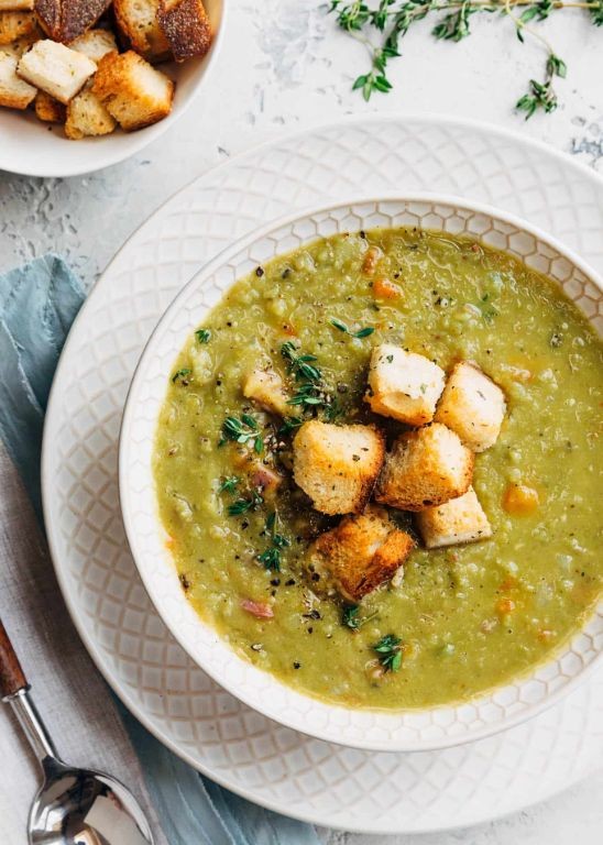 Split Pea Soup with Canned Ham and Peas