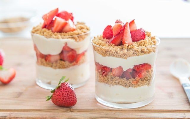 Strawberry Cheesecake Shooters with Graham Cracker Crust