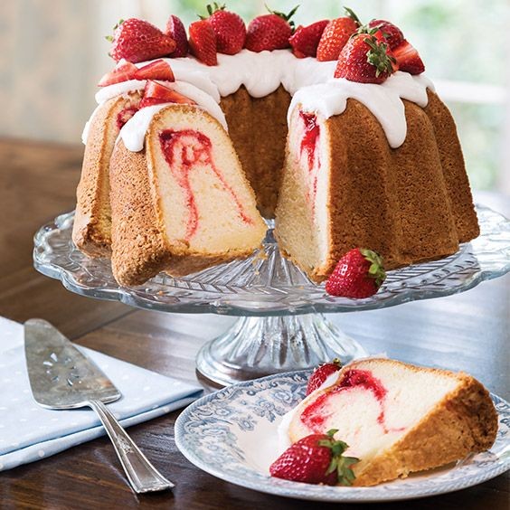 Strawberry Swirl Bundt Cake with Cake Mix