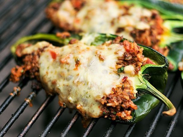 Stuffed Poblano Peppers with Cheese and Chorizo
