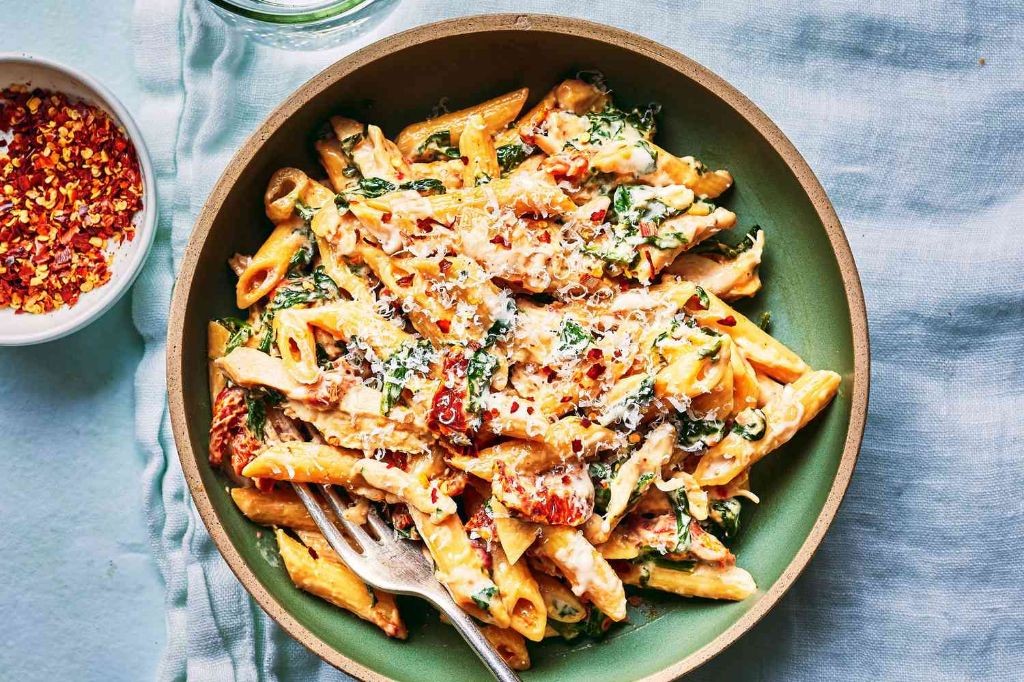 Sun-Dried Tomato and Spinach Penne