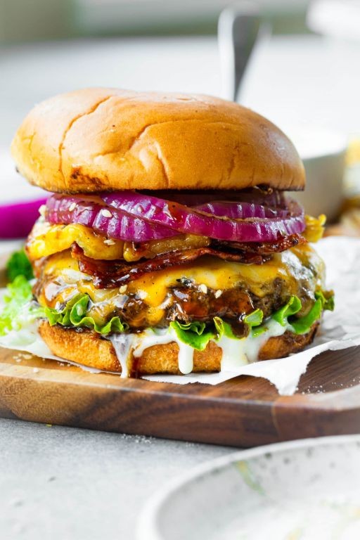 Teriyaki Glazed Beef Burger with Pineapple