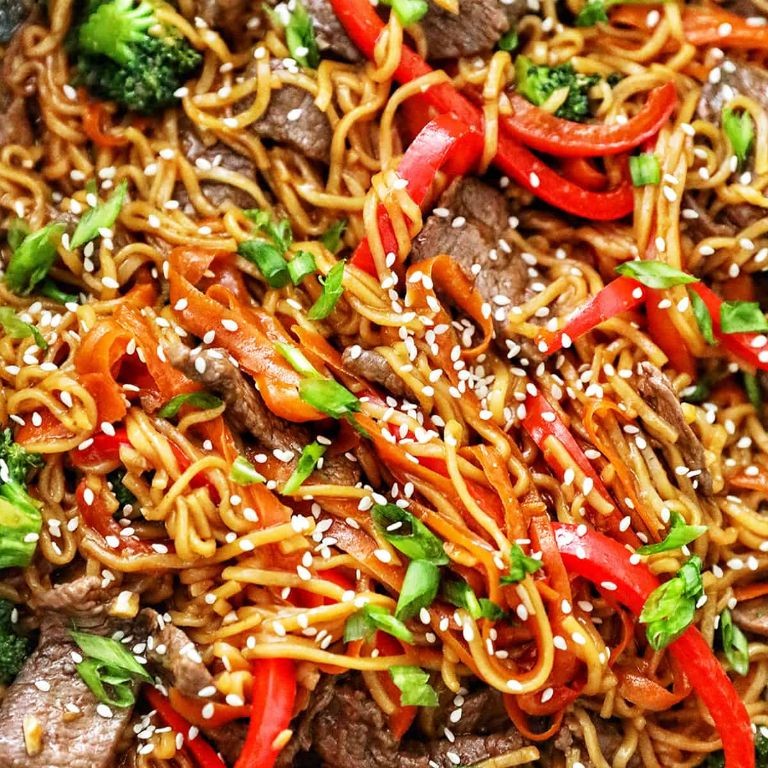 Thin Sliced Ribeye with Garlic Noodles