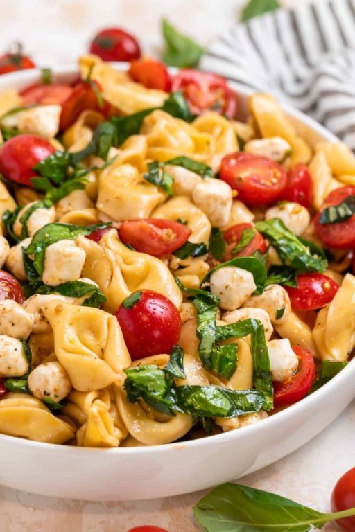 Tomato Basil Tortellini Salad with Mozzarella