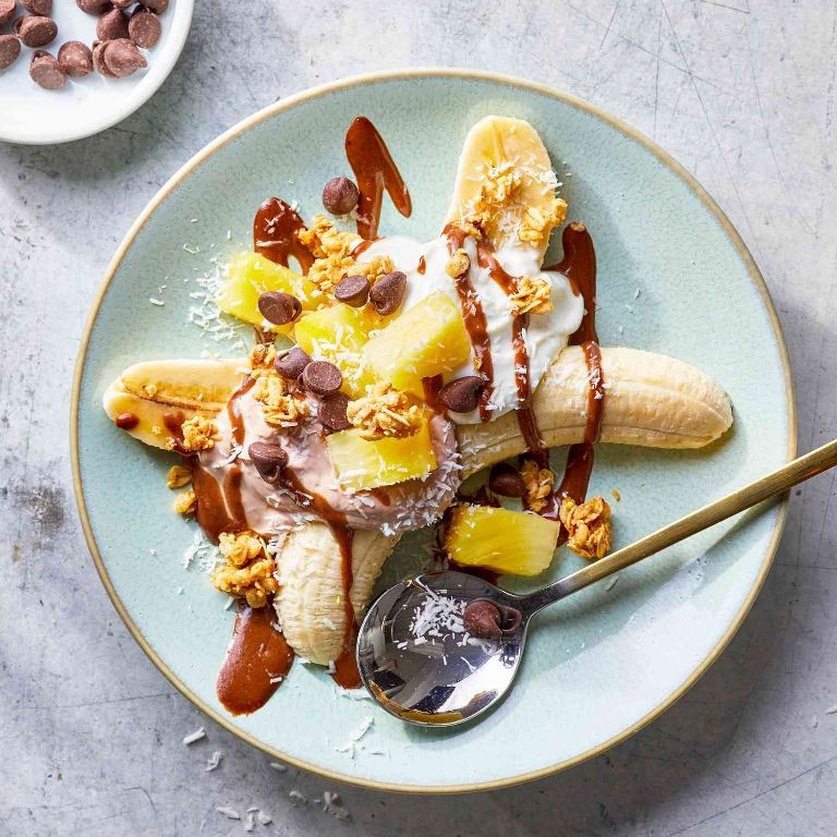 Tropical Banana Split with Coconut Whipped Cream