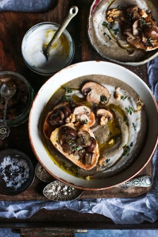 Truffle Oil Infused Cream of Mushroom Soup