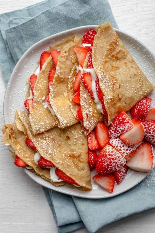 Vanilla Protein Crepes with Strawberries