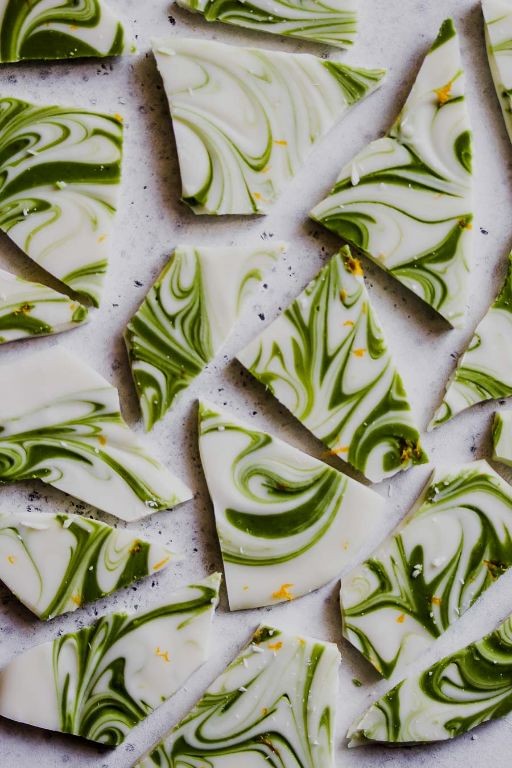 White Chocolate Matcha Bark with Sesame Seeds