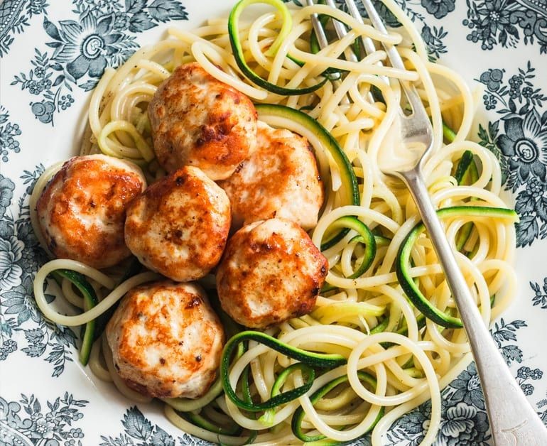 Zucchini Noodles with Turkey Meatballs
